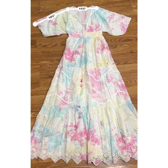 HEMANT & NANDITA multicolor cotton Amara Broderie Anglaise Maxi Dress size XS - Picture 4 of 14